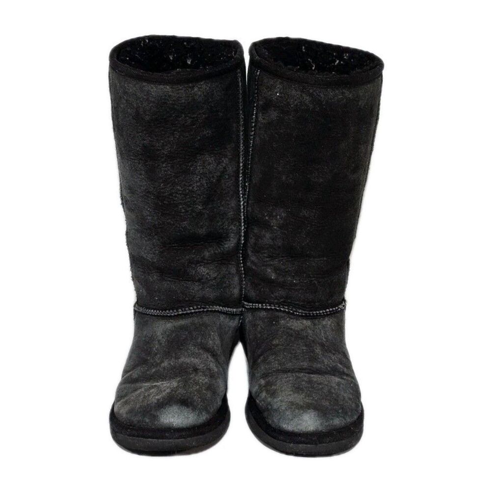 UGG Australia Boots Women's Classic Tall Boots Black Size 7 Leather Sheepskin - Picture 2 of 14